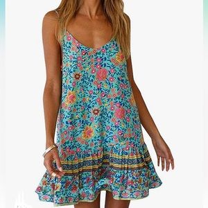 Floral Slip On beach mini dress.  Brand New. Size XL